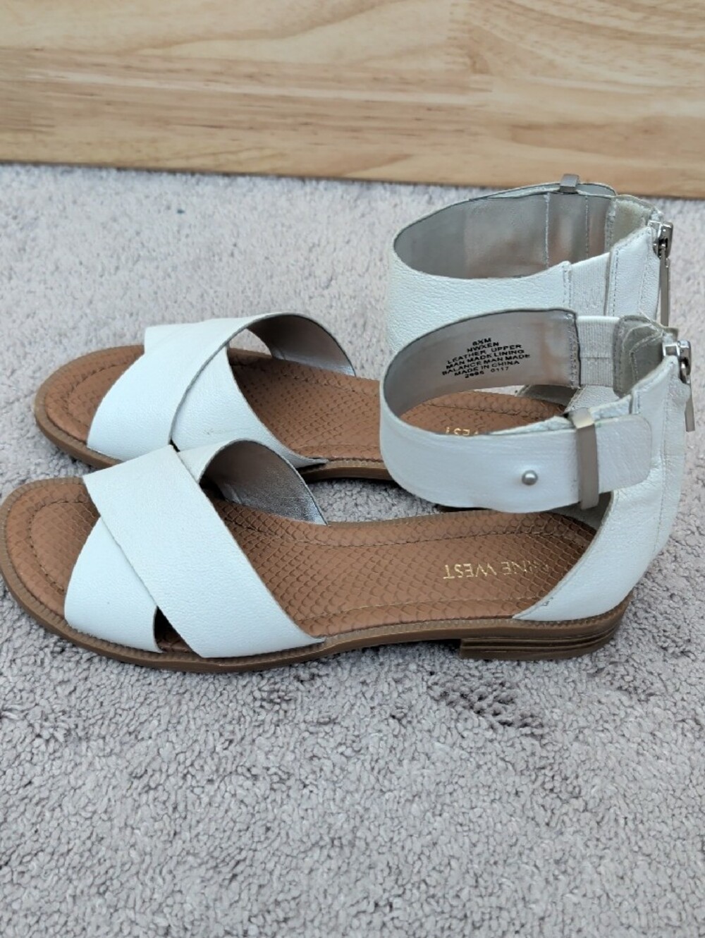 Nine West White Crisscross Ankle-Strap Sandals - Picture 4 of 6